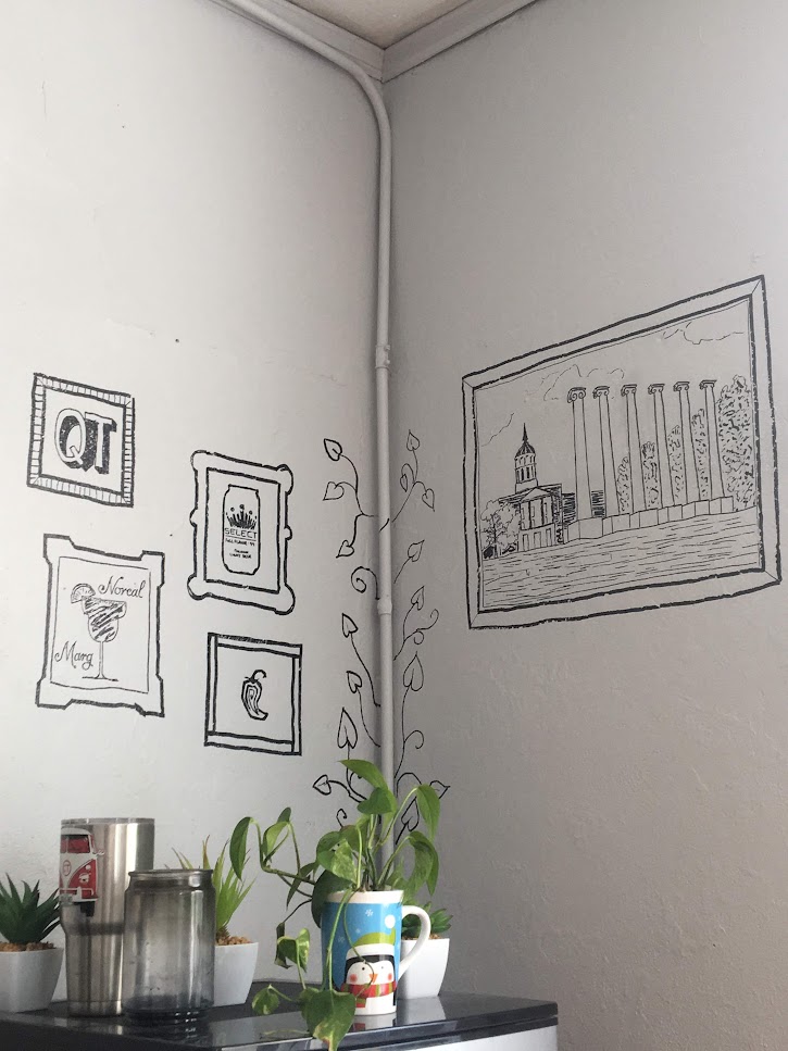 Doodles on my college bedroom wall