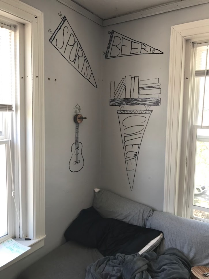 Doodles on my college bedroom wall