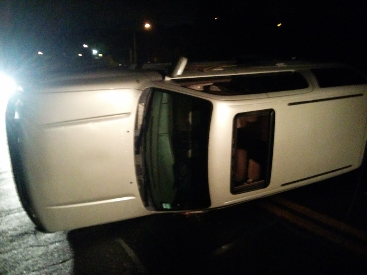 “My old SUV on it’s side”